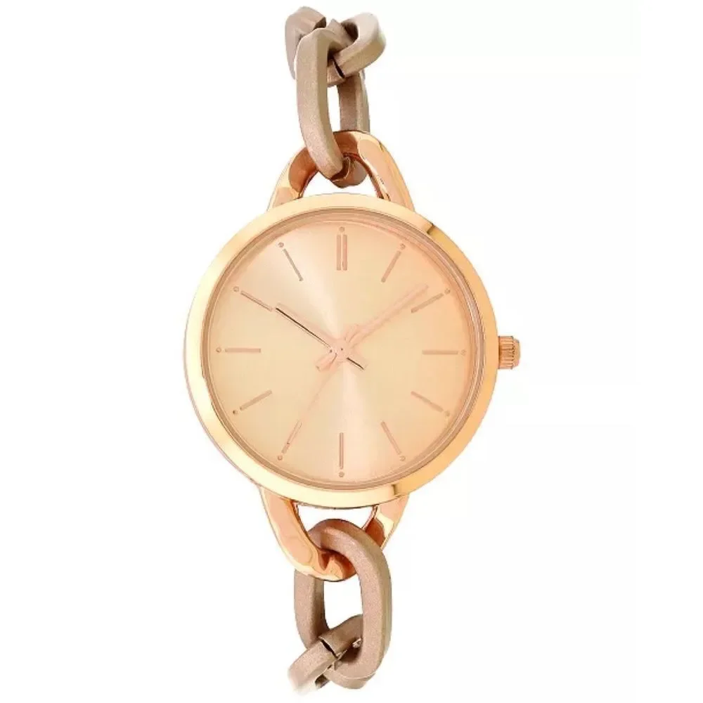 INC Women's Rose Gold-Tone Chain LInk Bracelet Watch 32mm New